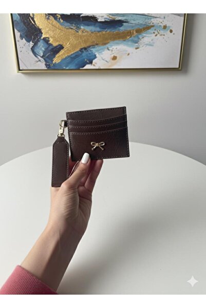 mlio Bitter Brown Key Detailed Bow Card Holder Wallet