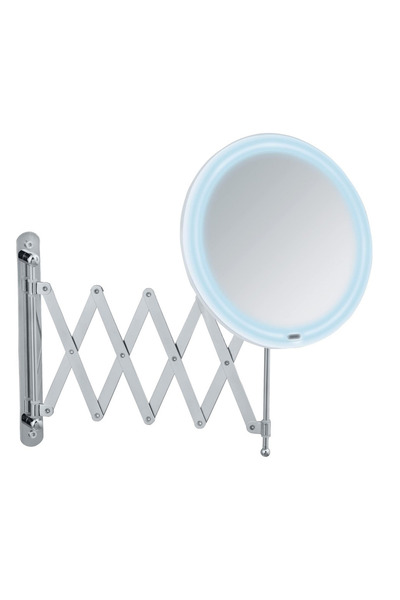 MegaVitrin Wenko Mafsallı LED Makyaj Aynası Krom | 5X Büyütmeli 55 cm Teleskopik Dokunmatik Işıklı Ayna