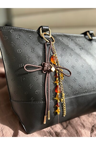 Handmade Kahverengi şans düğümlü çanta charmı çanta aksesuarı