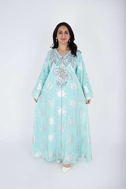 IKKXA جلابية بتصميم كلاسيكي فضي