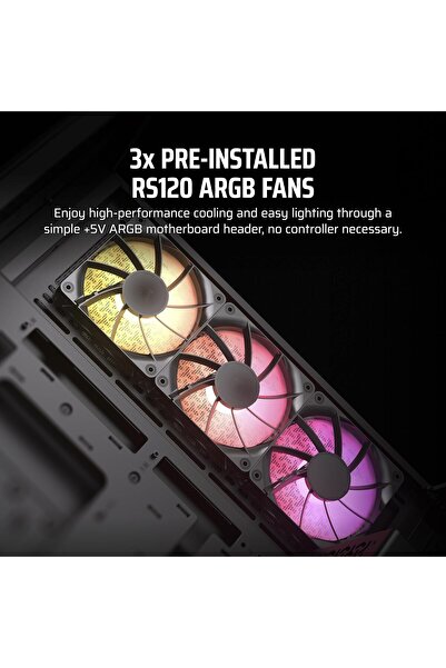 Corsair علبة كمبيوتر ATX متوسطة الحجم ARGB 3500X - زجاج مقسّى بانورامي - متوافقة مع التوصيل العكسي