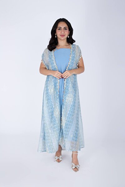 IKKXA جلابية أرابيسك عصرية بدون أكمام