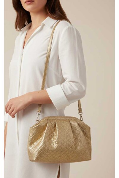 GUELES Trendy Knitted Detailed Soft Leather Hand and Shoulder Bag