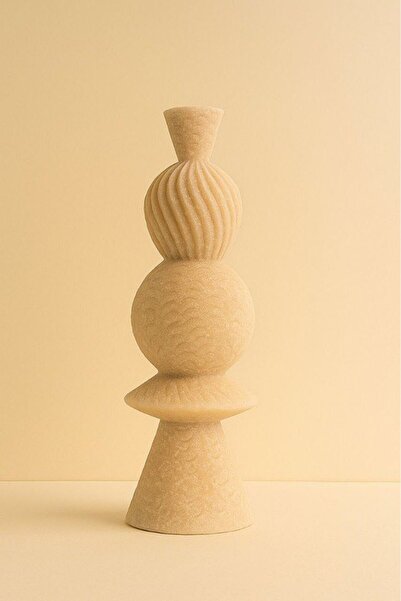 Oss elhetraf تحفة سيراميكية هندسية بلون بيج – ديكور فاخر للمنازل والمكاتب