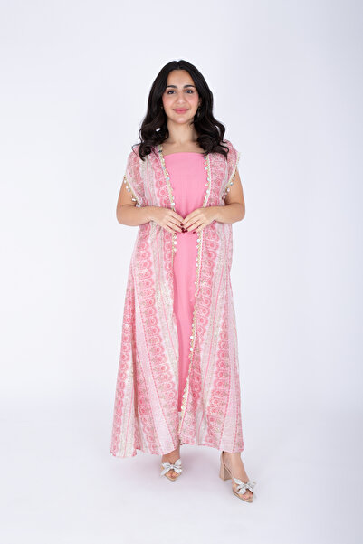 IKKXA جلابية أرابيسك عصرية بدون أكمام