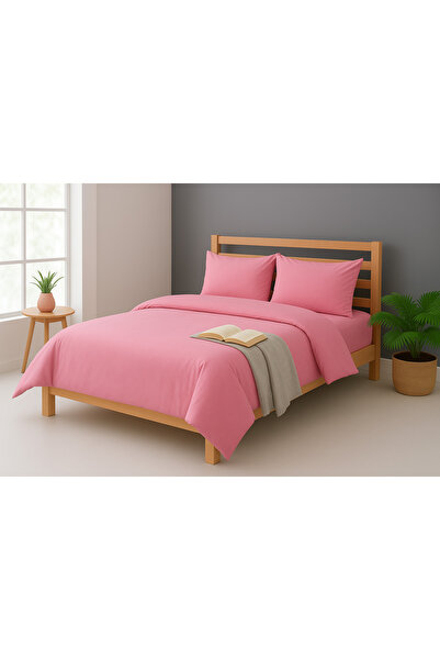 rabiatekstil طقم غطاء لحاف مزدوج عصري باللون الوردي (بدون ملاءات)
