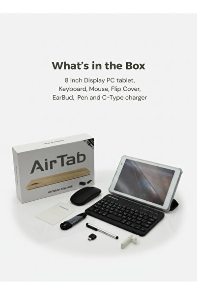 AİRTAB A08 8-inch HD Android 13 Kids Tablet - 16GB RAM, 1TB, Education Bundle