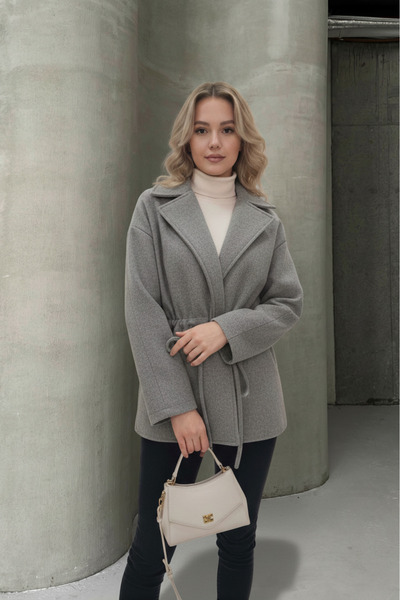 ALFUDO Moda Collection Gray Tie-Dye Detailed Comfortable Fit Cashmere Cardigan/Jacket