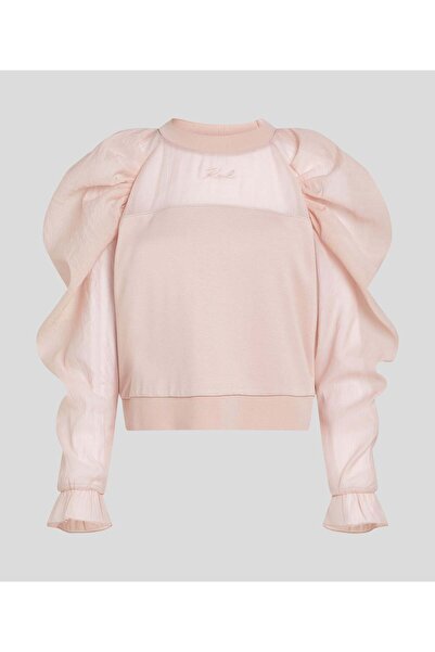 Karl Lagerfeld ORGANZA SLEEVE SWEATSHIRT Rose Smoke Women