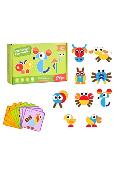 OEM Tangram Montessori Fun Puzzle with 39 geometric wooden pieces