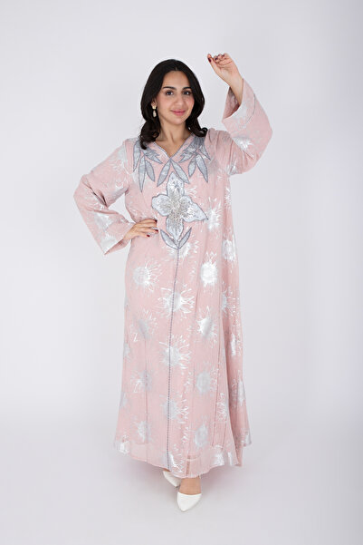 IKKXA جلابية بتصميم كلاسيكي فضي