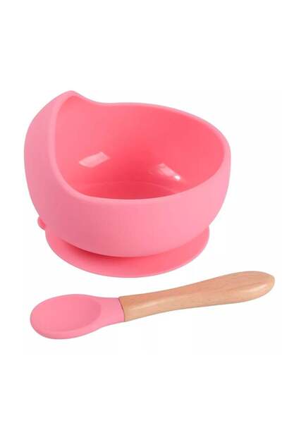 Generic John's Silicone Food Set with Suction Base to Reduce Mess - Pink