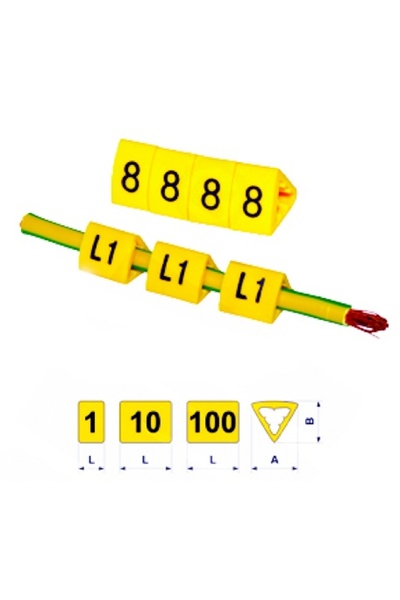 Other Cable marker OZ-2 L1 L2 L3 N PE yellow 50 pcs