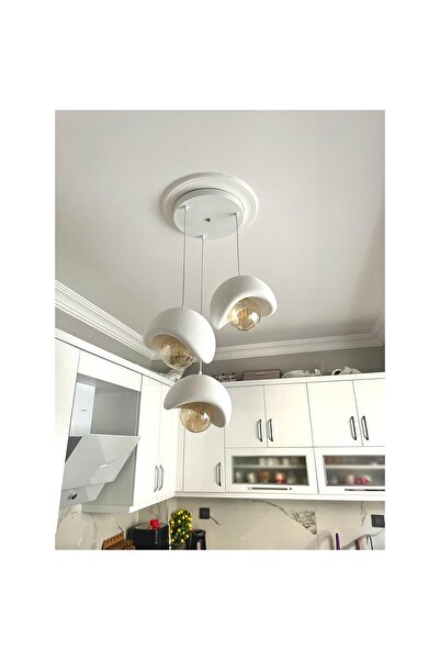 AyrStore Beton Görünümlü Modern Şık İskandinav Tarz 3 Başlıklı Avize (25cm) (...