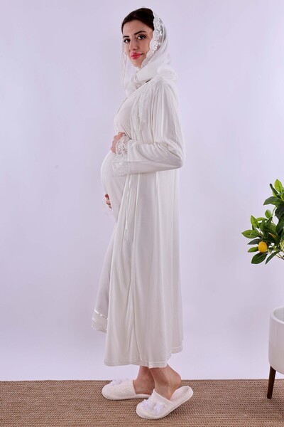 ByLohusa Effortt Ecru Hijab-Wearing Pregnant Maternity Set
