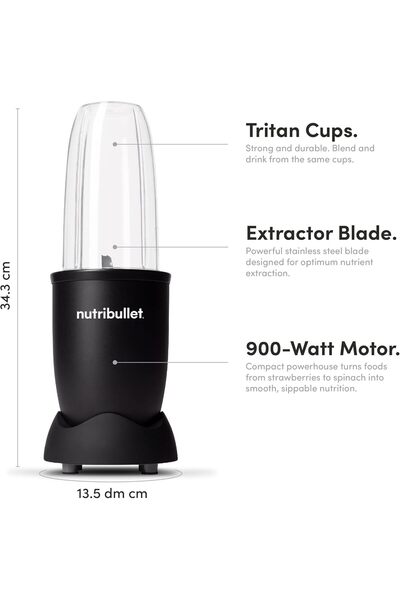 Nutribullet 900 Watts, 9 Piece Set, Multi-Function High Speed Blender, NB-201