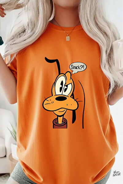 New Shine تي شيرت كبير الحجم مطبوع عليه كلب