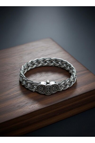 neşe silver Mardin Hasırı Örgü Siyah Beyaz Bileklik