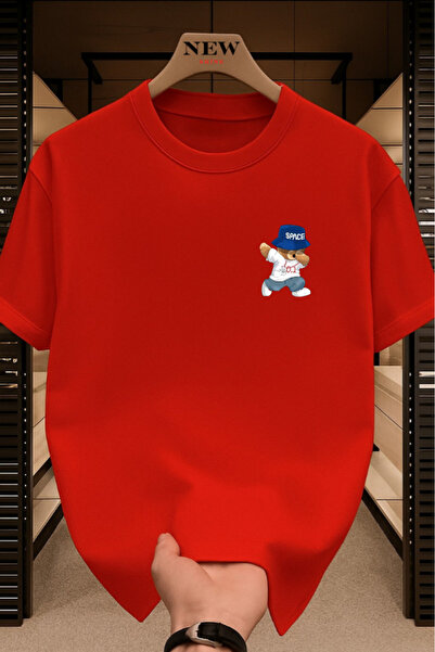 New Shine تي شيرت سبيس تيدي بير مطبوع قصة فضفاضة