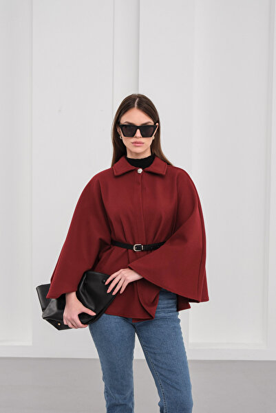 BLUE DAY'S Women's Belted Poncho Coat Standard Size - Stylish Winter Cape Model