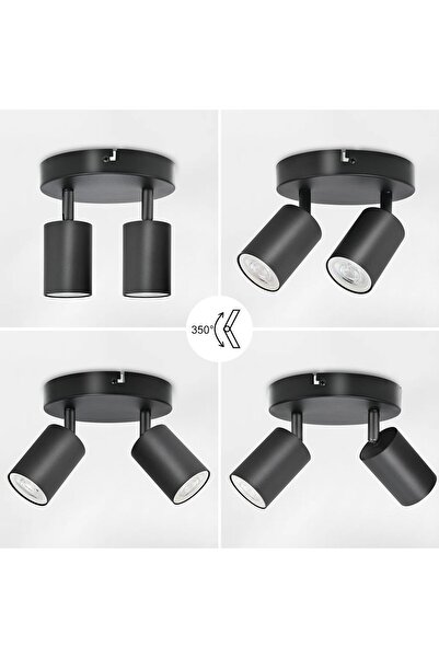 ROSE LIGHTING spot 2li yuvarlak siyah renk salon-mutfak-yatak odası ledli avize
