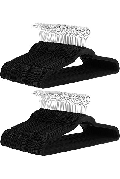 Amazon basics Velvet Non-Slip Clothes Hangers, Black/Silver - 100-Pack