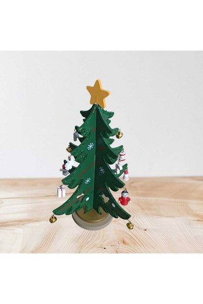 Gekan Wooden Christmas Tree – Red, Green, White Christmas Desktop, Bookshelf Gift Set, DIY