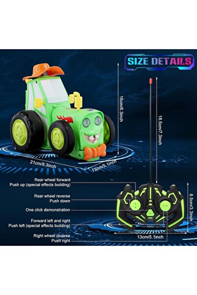 Generic RC Car Remote Control for Children - 90° Rotation Stunt Car with Sounds and Lights (Blue)