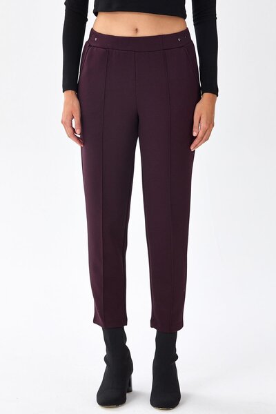 İKİLER Knitted Trousers with Elastic Waist and Pockets