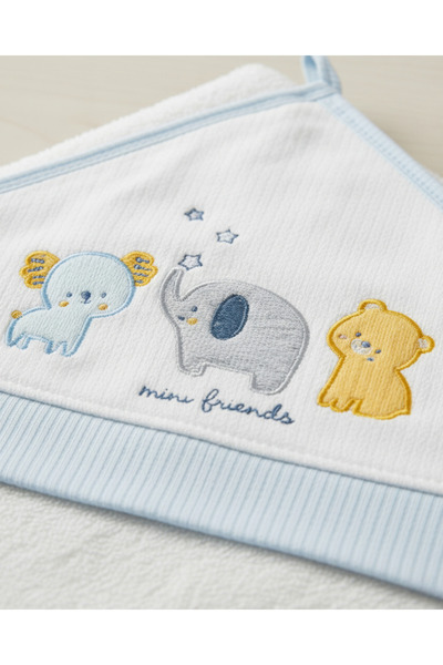 Ege Bebek Рушник для хлопчика з принтом слоненяти 80x80 см / гумка / 95% бавовна, 5% лікра