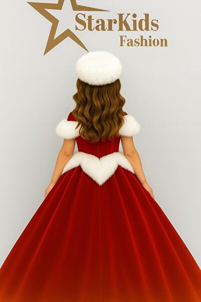 Star Kids Girls' Red Velvet Princess Christmas Dress,Girls' Princess Christmas Costume