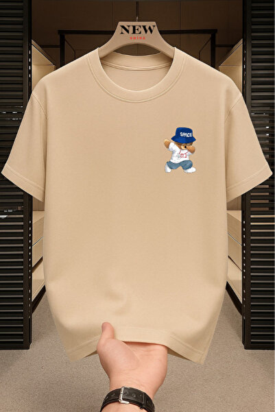 New Shine تي شيرت سبيس تيدي بير مطبوع قصة فضفاضة