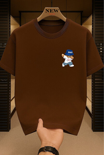 New Shine تي شيرت سبيس تيدي بير مطبوع قصة فضفاضة