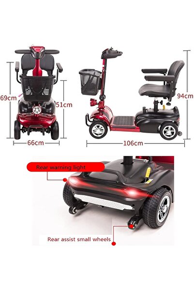 unkown 4-Wheel Foldable Electric Scooter for Adults, 20 km Range, 100 kg Capacity, Headlights & Horn