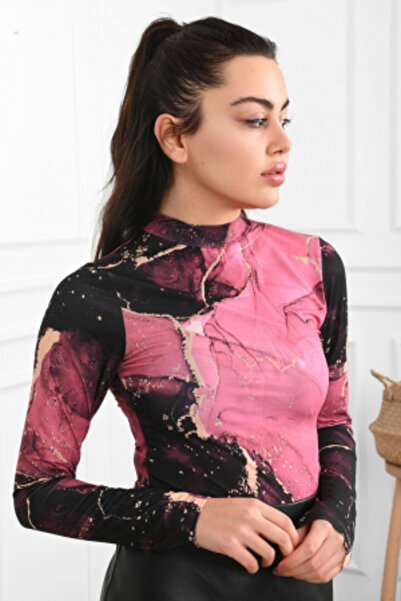 ADROM Casual long-sleeve blouse, navy with black