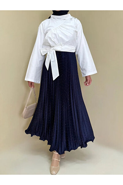 Trend Marfa Six-Layered Pleated Hijab Skirt with Stones