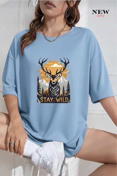 New Shine Μπλουζάκι Stay Wild με τύπωμα oversized