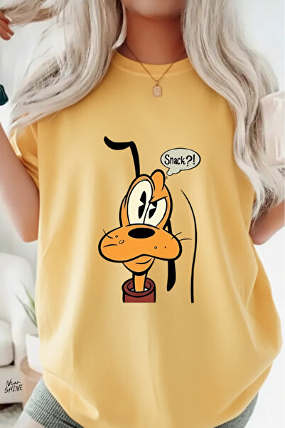 New Shine تي شيرت كبير الحجم مطبوع عليه كلب