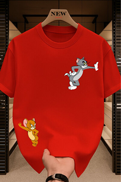 New Shine Tom ve Jerry Baskılı Oversize T-shirt