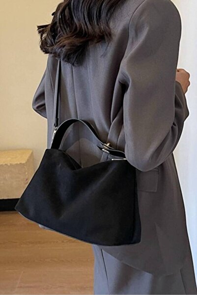 Rivina Narin Women's Suede Lock Detailed Hand Shoulder and Women's Bag 30/25 Size