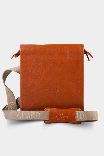 GUARD Tan Leather Shoulder Strap Bag