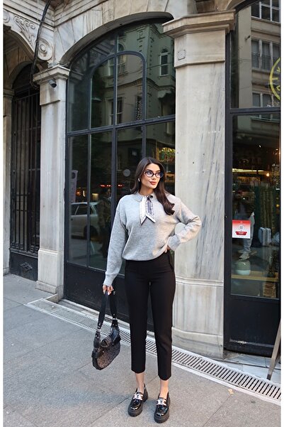 Füme Triko Şardonlu Fular Bağlama Kazak