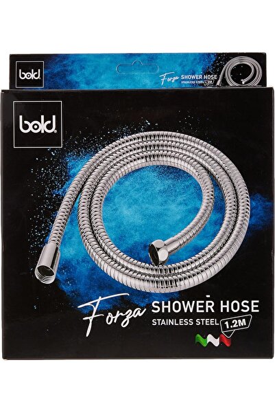 BOLD Premium 1.2m Flexible Stainless Steel Shower Hose, Double Interlock, Anti-Twist Brass, Chrome Finish