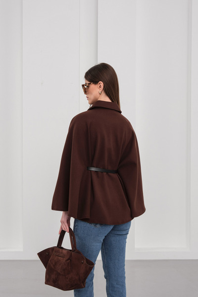 BLUE DAY'S Women's Belted Poncho Coat Standard Size - Stylish Winter Cape Model