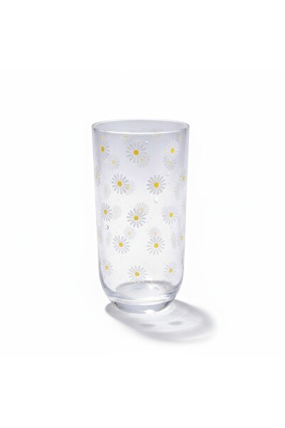 sharp&art Daisy Patterned Set of 2 Glass Cups, 380 Ml.