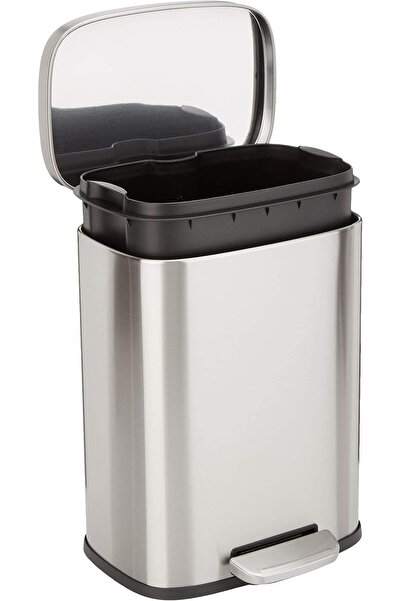 Amazon basics Smudge-Resistant Rectangular Trash Can, 12 L (3.1 gal), Brushed Stainless