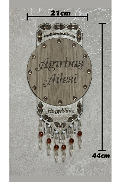 Bayrakkızoğlu tekstil Kişiye özel taşlı ahşap ve kadife kapı isimliği kapı süsü isimlik