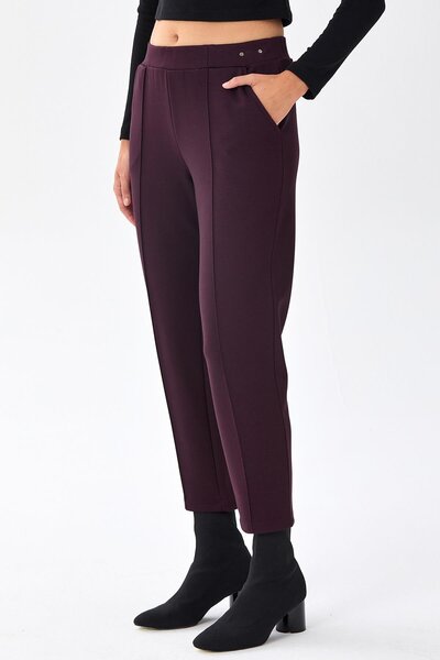 İKİLER Knitted Trousers with Elastic Waist and Pockets
