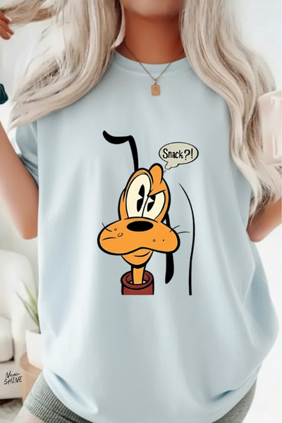 New Shine تي شيرت كبير الحجم مطبوع عليه كلب