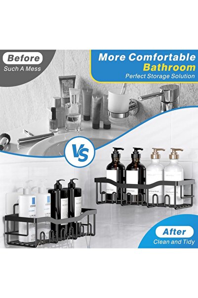 Generic EUDELE Shower Caddy 5-Pack, Adhesive Stainless Steel Shower Organizer, No Drilling, Rustproof, Black